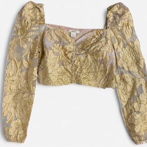 Urban Outfitters Glamorous Gold Floral Blouse Size L